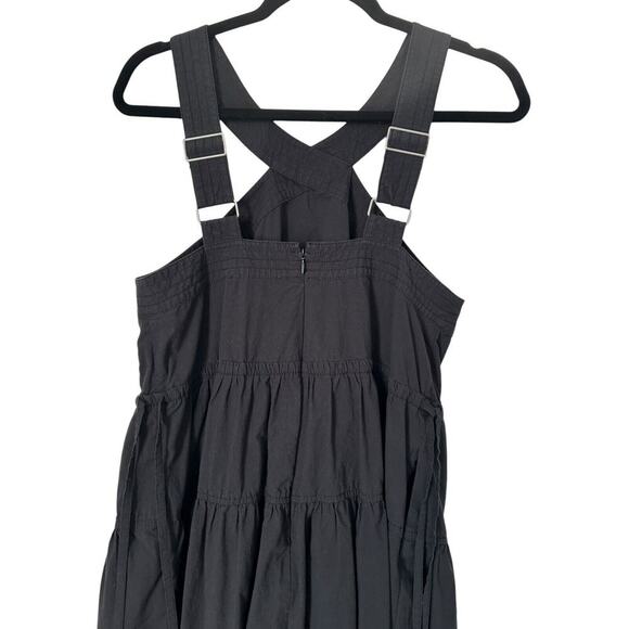 Madewell Dress Womens Size 4 Black Poplin Halter Tiered Criss Cross Midi - Picture 8 of 15